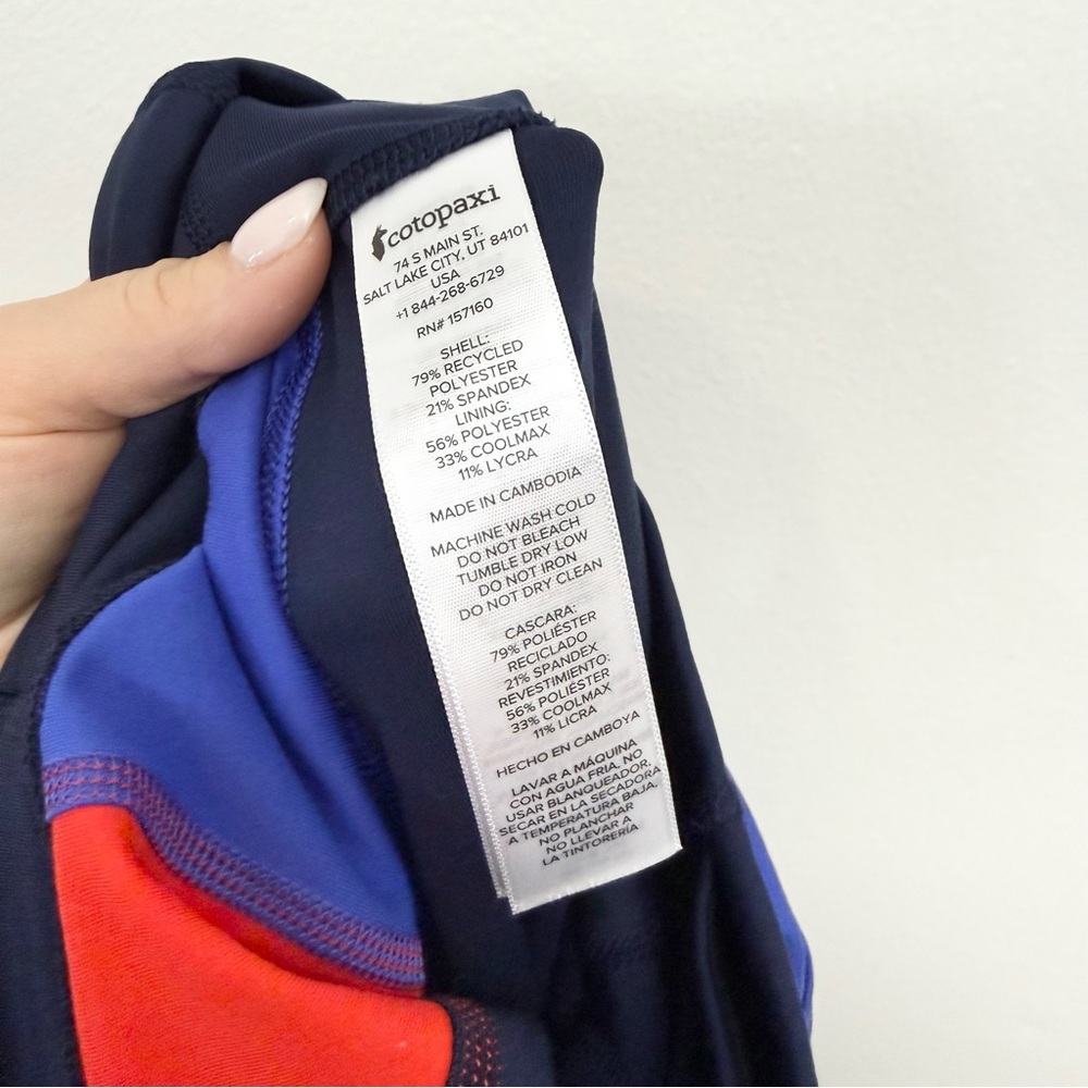 Cotopaxi Roso High Rise Colorblock Performance Leggings XS Blue Red Running - Picture 7 of 7